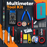 Fer à souder électrique numérique 80W, réglable 180-500°C, avec contrôle de température LCD, kit d'outils de réparation, multimètre, prise EU/US