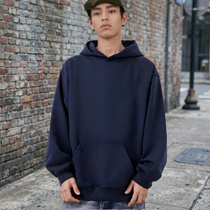 Sweat-shirt à capuche surdimensionné pour homme, couleur unie, en molleton de coton, décontracté, avec poche, pour l'automne - Product Image 6