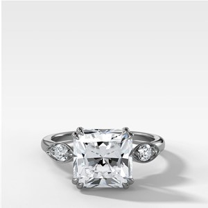 Bagues de fiançailles solitaires en diamant de laboratoire taille radiant 1 carat, en or massif 14K/18K, serties clos, pour mariage et demande en mariage, minimalistes, avec alliances de 2 mm - Product Image 3