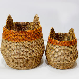 Cesta de Almacenamiento Ecológica de Jacinto de Agua, Tejida a Mano, Decoración de Zorro, Contenedor para Ropa y Organización del Hogar - Product Image 2