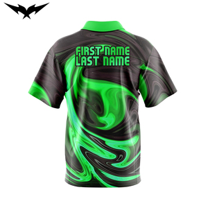 เสื้อเทนนิสผู้ชาย ลายหมุนวนสีเขียวดำ แขนสั้น คอตั้ง ผ้าโพลีเอสเตอร์ ระบายเหงื่อได้ดี ใส่ได้ทุกฤดู - Product Image 6