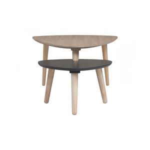 <b>White</b> Wash Nested <b>Coffee</b> <b>Table</b> Set of 2 with Pebble-Shaped Tops and Solid Wood Tripod Legs for Modern Living Room - Product Image 2