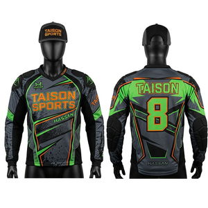 Camiseta de Paintball para Mujer, de Alta Calidad, Malla de Poliéster, Duradera, Transpirable, Diseño de Paneles Negros y Grises, Protección, Logotipo Personalizado Impreso - Product Image 1