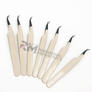 Pinzas para Pestañas RMI con Punta Plateada de Acero Inoxidable Antimagnético de 10 mm, 90/45 Grados, para Volumen - Product Image 1