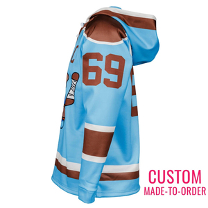 Custom Unique Hockey Hoodie Spandex/Polyester Tackle Twill Team Ice Hockey Jersey with Hood Breathable Unisex Adult <b>Lace</b>-Up - Product Image 2