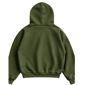 Olive <b>Green</b> Spider Graphic Pullover Hoodie Oversized <b>Cropped</b> Fit Streetwear Sweatshirt <b>Long</b> <b>Sleeve</b> Hooded <b>Top</b> Wholesale Apparel - Product Image 2