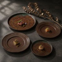 Assiette à sushi texturée en mélamine personnalisée de 19,5 cm avec anneau concentrique, incassable, qualité alimentaire, pour la restauration japonaise Izakaya, OEM