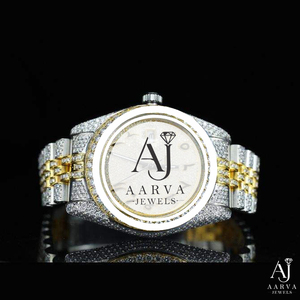 Diamond Inlay <b>Mechanical</b> <b>Watch</b> Stainless Steel Two-Tone Bracelet Sapphire Crystal Dial Jewelry Style Unisex Adult Daily Wear - Product Image 1