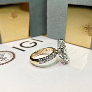 แหวนเพชรทรงรี 7 กะรัต ผลิตในห้องปฏิบัติการ Global Gems รับรองโดย IGI ตัวเรือนทอง 14K ฝังแบบซ่อน ดีไซน์หรูหราคลาสสิกสำหรับทั้งชายและหญิง เหมาะสำหรับเป็นแหวนหมั้น - Product Image 5