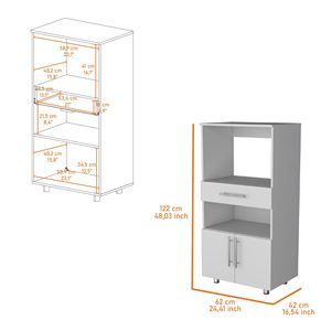 Armoire de cuisine blanche avec support pour micro-ondes - Product Image 6