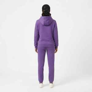 Ensemble sweat à capuche et pantalon en polaire violet pour femme, décontracté, longueur intégrale, couleur unie, 100% coton, respirant, coupe classique, toutes saisons - Product Image 2