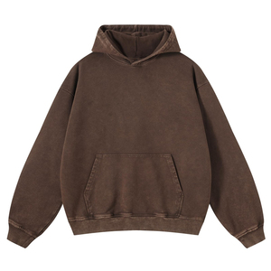 Sweat-shirt à capuche pour homme, couleur unie, effet délavé, coupe ample, tricoté en molleton, style décontracté, automne, beige - Product Image 3