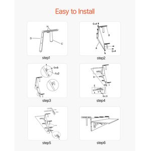 <b>Balcony</b> Folding Railing <b>Table</b> 12 X 59 Outdoor Bar <b>Table</b> 50 Lbs Load Capacity for Bedroom Use - Product Image 4