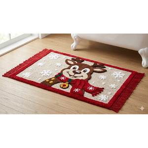 พรมปูพื้นอาบน้ำ 100% ผ้าฝ้ายแท้ เนื้อนุ่มพิเศษ ซึมซับน้ำได้ดี ตกแต่งด้วยลายคริสต์มาส - Product Image 5