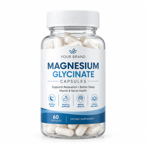 Capsules de glycinate de magnésium OEM ODM pour une consommation quotidienne de magnésium, favorisant la santé osseuse, la fonction musculaire et le bien-être général. - Product Image 1