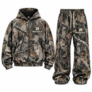 men's <b>Camouflage</b> <b>Tracksuit</b> Set Hooded Zipper Full Length Pants Casual Autumn Wear Unisex Adult Breathable Polyester - Product Image 6