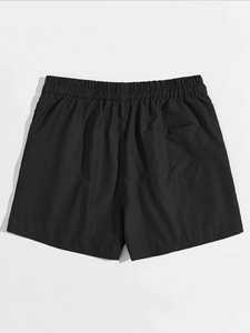 Pantalones Cortos Deportivos para Hombre, Color Negro Sólido, de Secado Rápido, con Cordón Ajustable, Tejido de Poliéster, Cintura Media, Calidad Premium, Hechos a Medida - Product Image 2