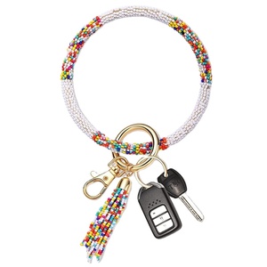 Trendy Luxury Multi-Color Beaded Embroidery Keyring New Design Fashionable Bag USB Car Bike <b>Key</b> Purse Decoration for Weddings - Product Image 1