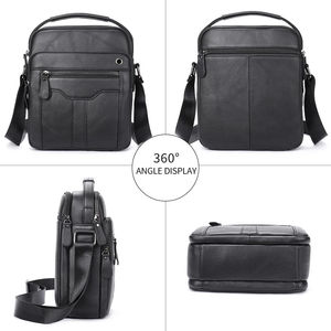 Men's Genuine Leather Shoulder <b>Bag</b> 7 Inch Zipper Closure Business Work <b>Crossbody</b> <b>Bag</b> <b>Large</b> Capacity All Seasons - Product Image 3