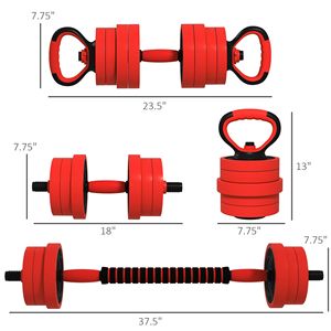 Manubri Regolabili 4-in-1 da 30kg/90lb con Bilanciere, Kettlebell e Supporto per Flessioni - Attrezzatura da Palestra Domestica per Uomini e Donne - Product Image 3