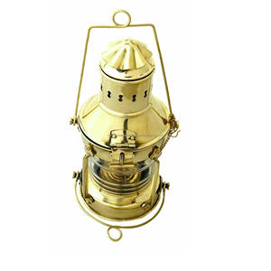 Lanterne Nautique Artisanale en Laiton Plaqué Or Antique, Lampe à Pétrole Maritime Vintage, Luminaire Décoratif Marin Suspendu pour Bateau - Product Image 6
