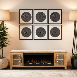 Consola de TV Tybee de 86 pulgadas con chimenea eléctrica con acabado natural para televisores de hasta 95 pulgadas - Product Image 1