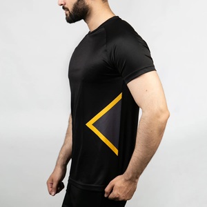 เสื้อยืดคอกลมแขนสั้นสีดำสำหรับผู้ชาย ทรงปกติ แห้งเร็ว ผ้าถัก 100% คอตตอน สวมใส่สบาย - Product Image 2