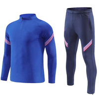Ensemble de survêtement pour homme, haut décontracté à manches courtes en tissu respirant léger et pantalon bleu marine, séchage rapide, polyester, sportif
