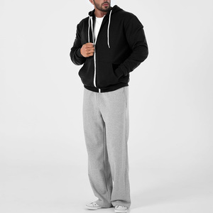 OEM Wholesale Stylish Men's Custom Logo Zip-Up <b>Hoodie</b> with Thick <b>String</b> 100% Cotton Windproof & Breathable - Product Image 2