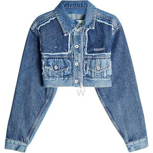 <b>Cropped</b> <b>Denim</b> <b>Jacket</b> Light Wash Long Sleeve With Pockets Casual Spring Style Women's Coat - Product Image 1
