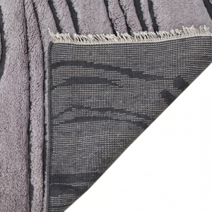 Tapis en laine gris argenté à motifs floraux, texturé, antidérapant, écologique, avec franges, pour salon, chambre et intérieurs d'hôtel - Product Image 5