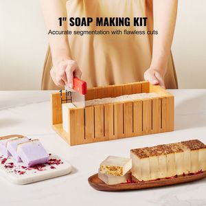 Kit per la creazione di sapone da 100 pezzi con scatola in bambù, taglierine dritte e ondulate in acciaio inossidabile, stampo in silicone - per la creazione di prodotti artigianali - Product Image 1