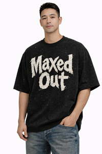 T-shirt Homme Oversize Noir en Coton Effet Vieilli avec Appliques Strass et Perles – Style Hip Hop Streetwear Punk – Vente en Gros - Product Image 5