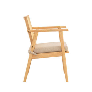 Silla de Comedor Moderna de Madera de Teca con Función Reclinable, Respaldo Tejido de Ratán, Color Madera Natural, para Uso en Interiores/Exteriores en Apartamentos - Product Image 5