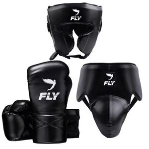 Precio al por mayor: Set de boxeo para sparring Fly, guantes de boxeo, protector de cabeza, protector de entrepierna, cuero genuino de alta calidad, cierre de gancho y bucle personalizado - Product Image 1