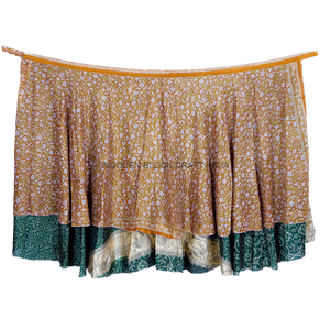 High Quality Indian 100% Silk Wrap <b>Skirts</b> Double Layer Vintage Floral Pattern Effortless Style Comfort Natural <b>Maxi</b> Length Regal - Product Image 1