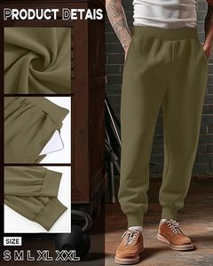 Pantalon en molleton de haute qualité pour homme, taille élastique, léger, coupe classique droite, couleur personnalisée - Product Image 5
