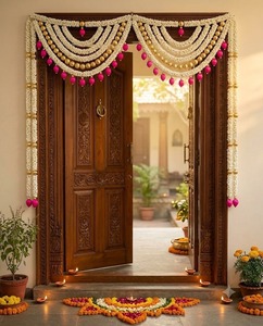 Guirlandes suspendues Urli en fil de laine plastique, décor mural floral en relief, décoration de porte pour mariage, Diwali, maison, taille personnalisée - Product Image 2