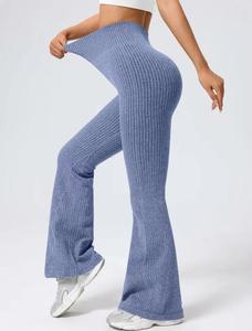 Leggings Deportivos Ecológicos de Cintura Alta, Tejido Sólido, Spandex, para Mujer, Elásticos, Sin Costuras, con Decoración de Letras, 220g - Product Image 4