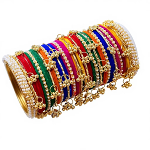 Professional Handcrafted Silver Plated Pearl High-grade Customizable Colors Sizes Kashmiri Ghungaro <b>Bangles</b> Churiyan <b>Sets</b> Trendy - Product Image 1