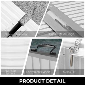 Rampa per sedia a rotelle pieghevole in alluminio da 5 piedi con finitura Silver di sicurezza testurizzata per gradini e porte - Product Image 6