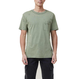 Camisetas Premium Personalizadas para Hombre, Estilo Desgastado, 100% Algodón, OEM, Alta Calidad, Transpirables, Lisas, Lavadas, Rotos, Manga Corta, Corte Regular - Product Image 1