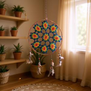Attrape-rêves arc-en-ciel Chakka - Une décoration d'intérieur colorée et éthérée - Product Image 3