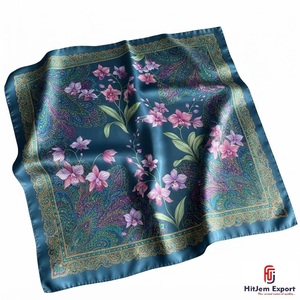 Custom Printed Square <b>Scarf</b> Lightweight Soft Fabric Silk Feel Head <b>Scarf</b> OEM ODM Manufacturer Ireland Custom Fabric Products - Product Image 5