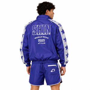 Ensemble de survêtement d'été léger en nylon avec broderie personnalisée de haute qualité, patchwork, coupe-vent et sweat à capuche - Product Image 3