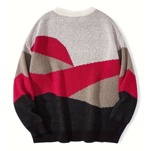 Pull en tricot personnalisé OEM ODM pour hommes, tricot en coton, pull jacquard, fabricant de pulls à col rond à manches longues pour hommes - Product Image 2