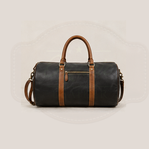 Bolsa de Viaje de Cuero Genuino Premium para Hombre - Bolsa de Gimnasio y Fin de Semana de Gran Capacidad en Negro y Marrón - Product Image 4