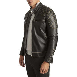 Men's Black PU Leather Moto <b>Jacket</b> Stand Collar Zipper Closure Slim Fit Regular Sleeve Solid Color Autumn Wear - Product Image 6
