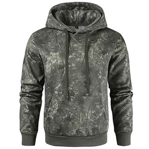 Men's Camouflage Print Hooded Sweatshirt Regular Fit Long Sleeve Casual Pullover with Front Pocket and <b>Stars</b> <b>Design</b> - Product Image 3