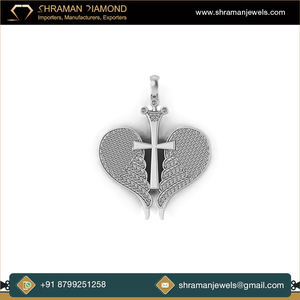 เครื่องประดับหรูหราทันสมัยสั่งทำพิเศษ ทองคำแท้ 10K จี้รูปปีกนางฟ้าประดับมอสซาไนต์ ของขวัญทางศาสนาสำหรับทุกเพศ  จี้ห้อยคอแบบสั่งทำพิเศษ - Product Image 4